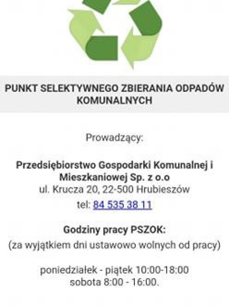 EcoHarmonogram - aplikacja mobilna dla mieszkańców Hrubieszowa