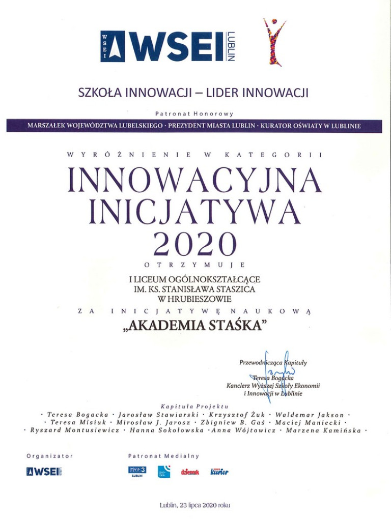 Akademia Staśka wyróżniona
