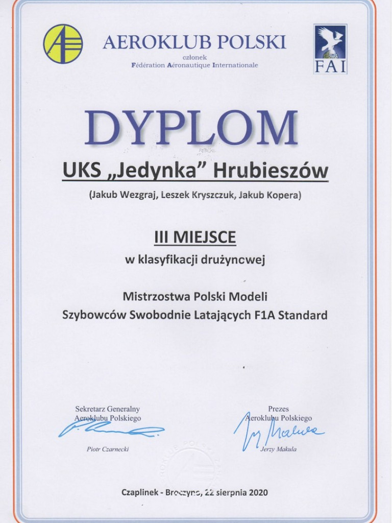 Kuba Wezgraj Mistrzem Polski Juniorów modeli F1Q
