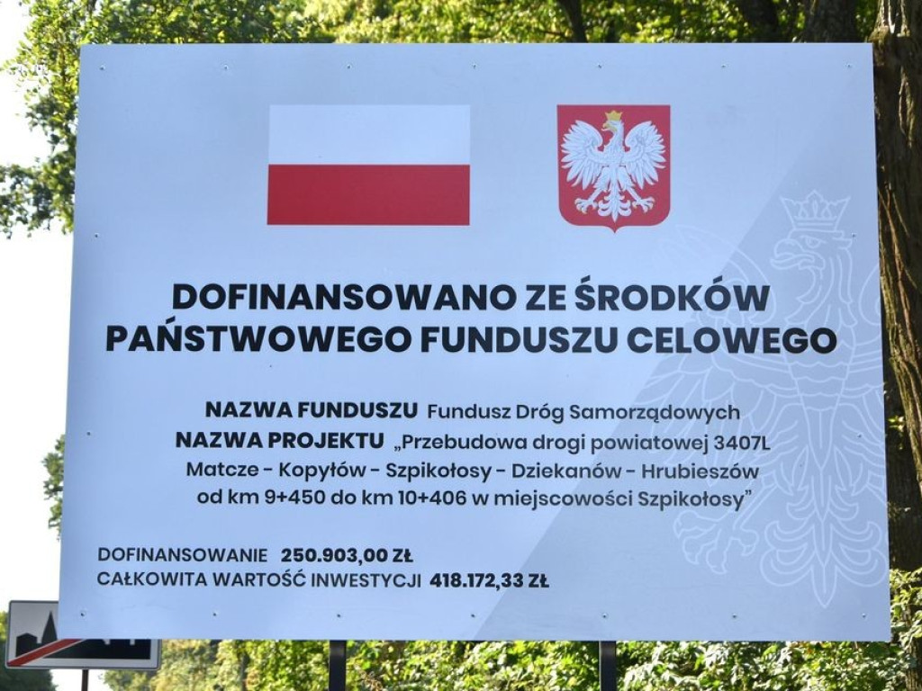 Remont drogi w Szpikołosach zakończony