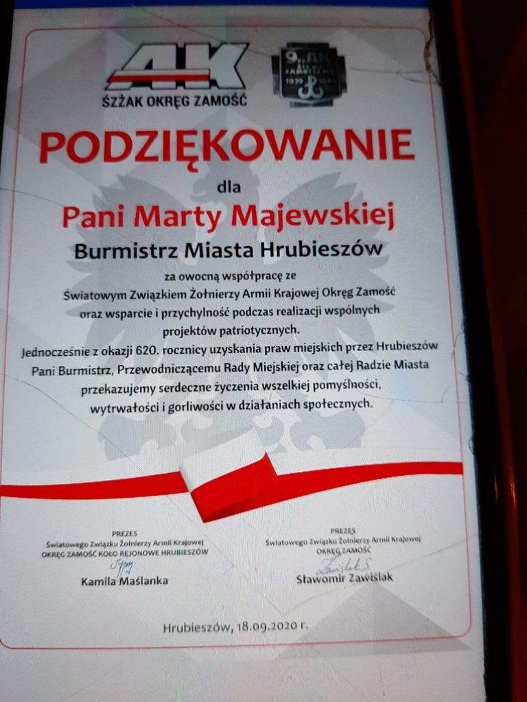 Światowy Związek Żołnierzy AK na gali 620-lecia Hrubieszowa