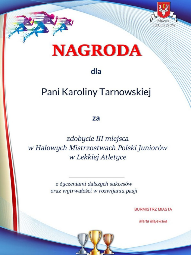 Nagroda od Miasta Hrubieszowa dla Karoliny Tarnowskiej i jej start w Warszawie - ZDJĘCIA