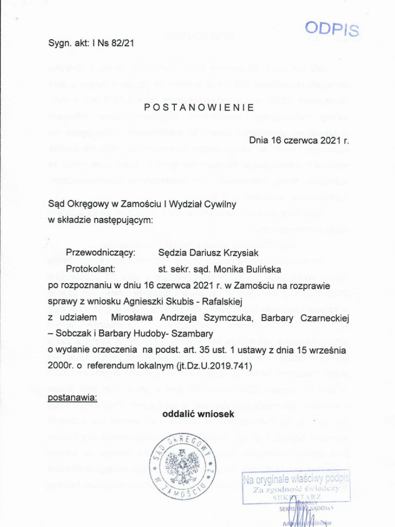 Werbkowice: Wójt Agnieszka Skubis-Rafalska ponownie przegrała proces w trybie wyborczym - ZDJĘCIA