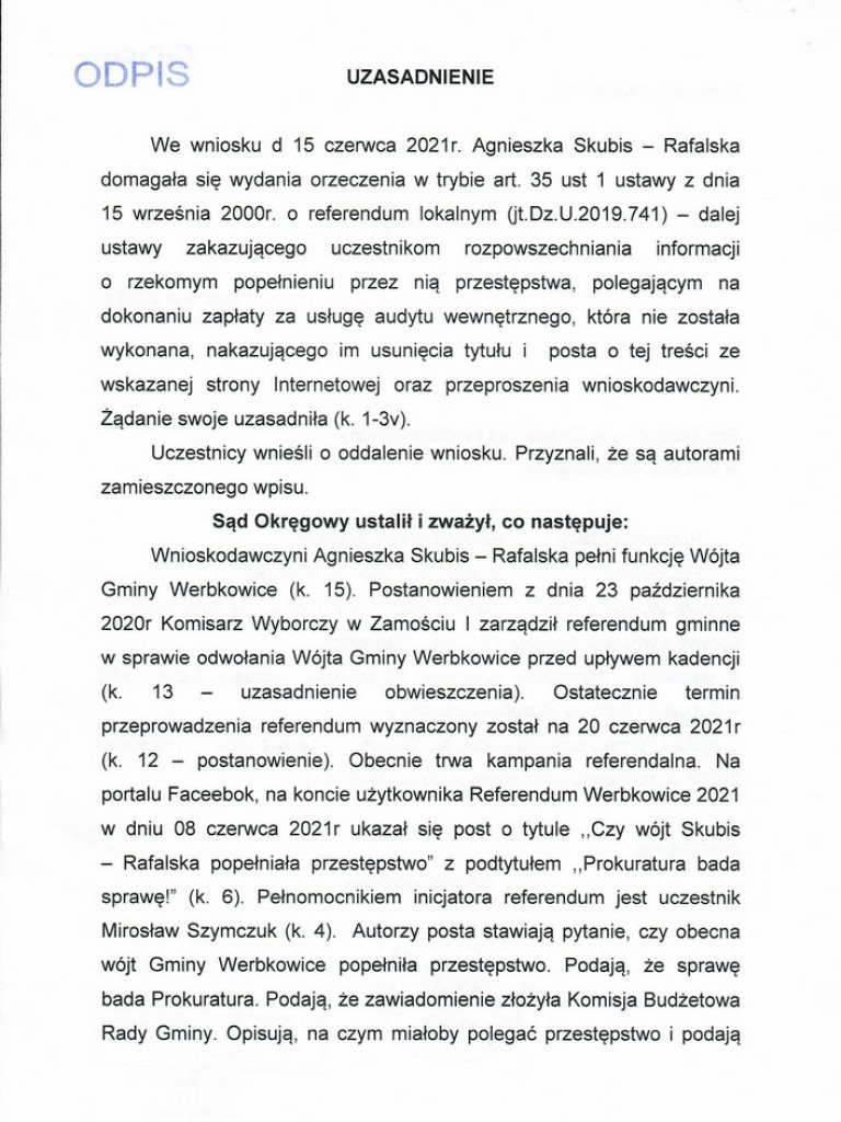 Werbkowice: Wójt Agnieszka Skubis-Rafalska ponownie przegrała proces w trybie wyborczym - ZDJĘCIA