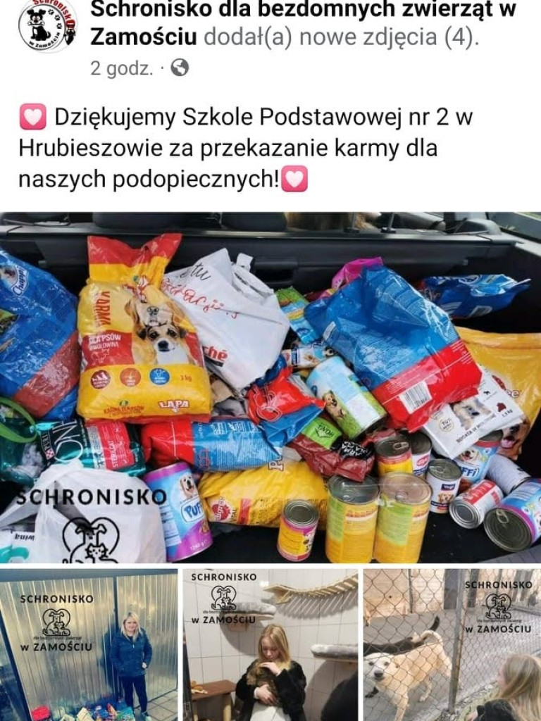 Pełna miska dla schroniska od hrubieszowskiej Dwójki (ZDJĘCIA)