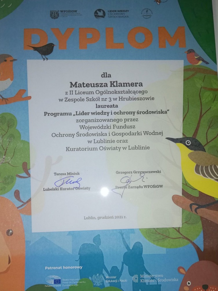 Mateusz Klamer laureatem projektu stypendialnego (ZDJĘCIA)