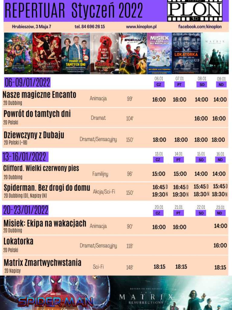Repertuar kina Plon na styczeń 2022 roku (ZDJĘCIA, WIDEO)