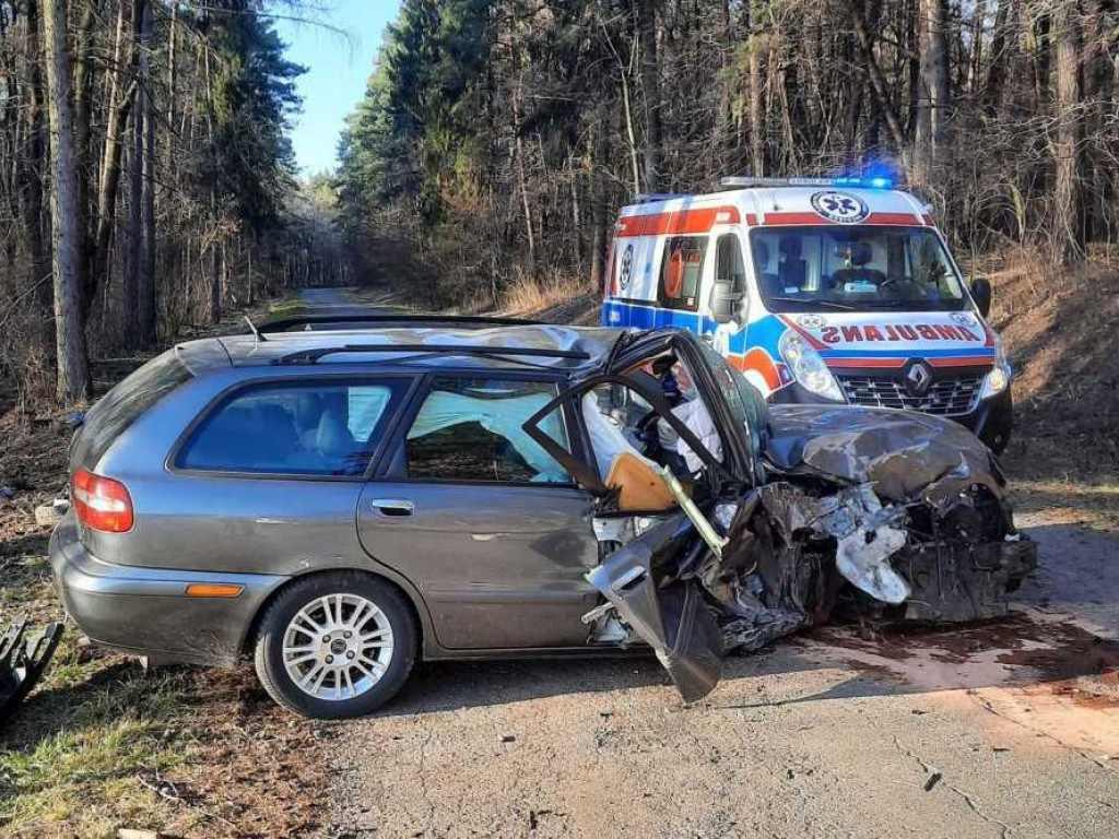 Prawdopodobnie zasłabł i uderzył w drzewo. Groźny wypadek w Szpikołosach (ZDJĘCIA)