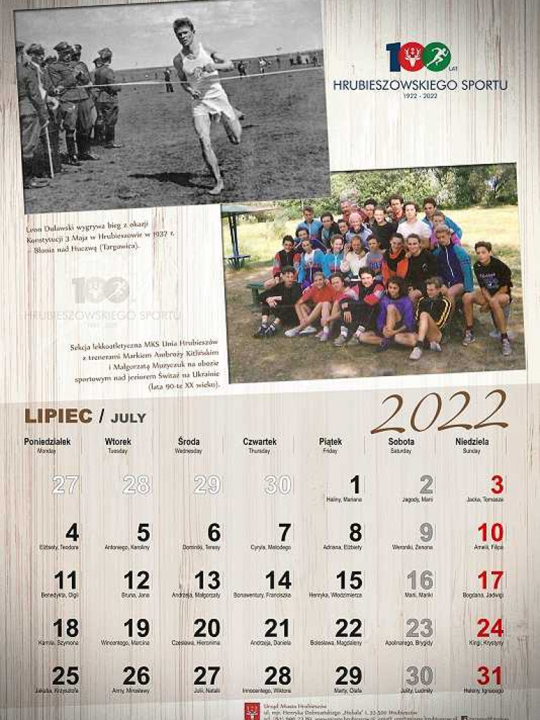 100 lat hrubieszowskiego sportu - Kalendarz sportowy Lipiec 2022 [ZDJĘCIA]