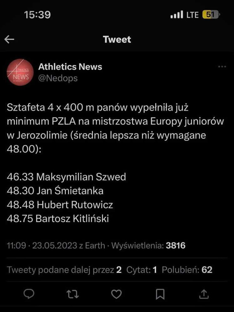 Skuteczne starty lekkoatletów Unii Hrubieszów. Jan Śmietanka z szansą na start w Mistrzostwach Europy Juniorów! [ZDJĘCIA]