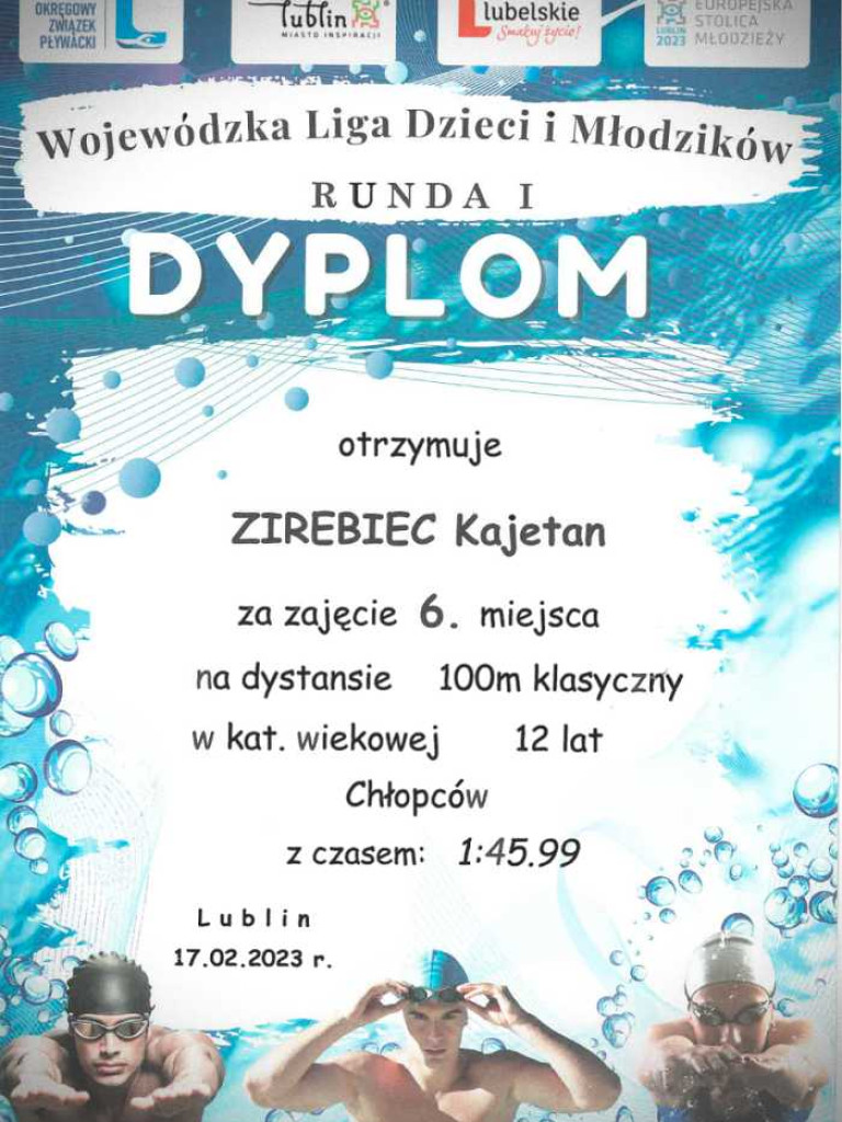 Kajetan Zirebiec 4 w województwie! Hrubieszowska nadzieja pływacka [ZDJĘCIA]