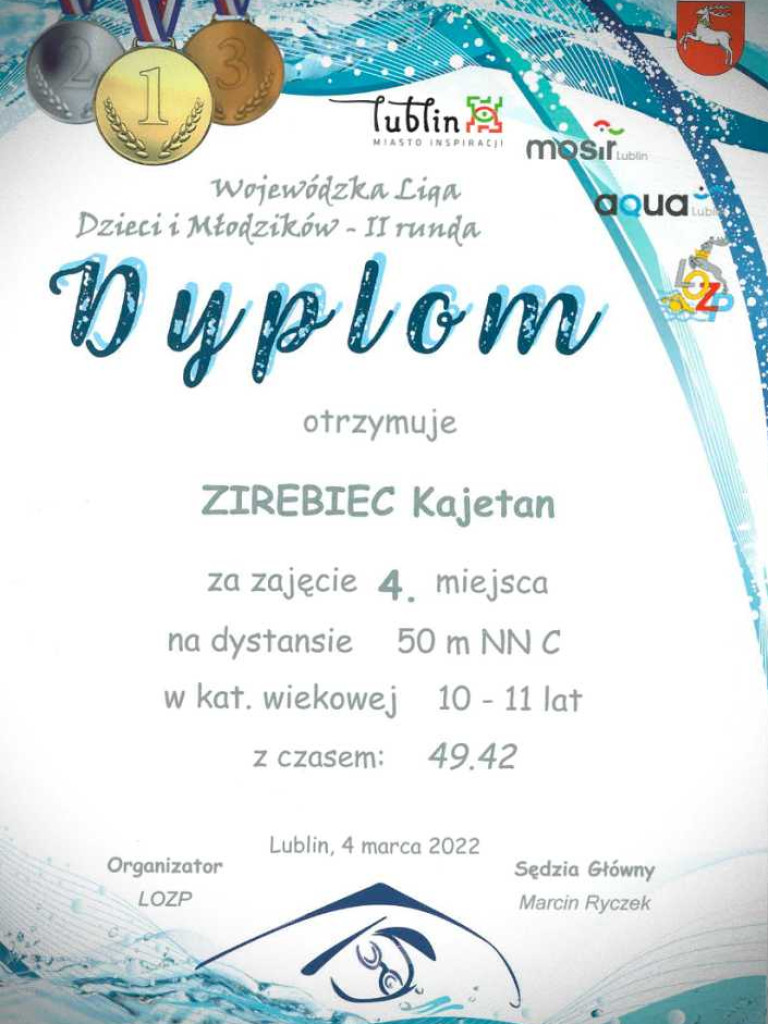 Kajetan Zirebiec 4 w województwie! Hrubieszowska nadzieja pływacka [ZDJĘCIA]