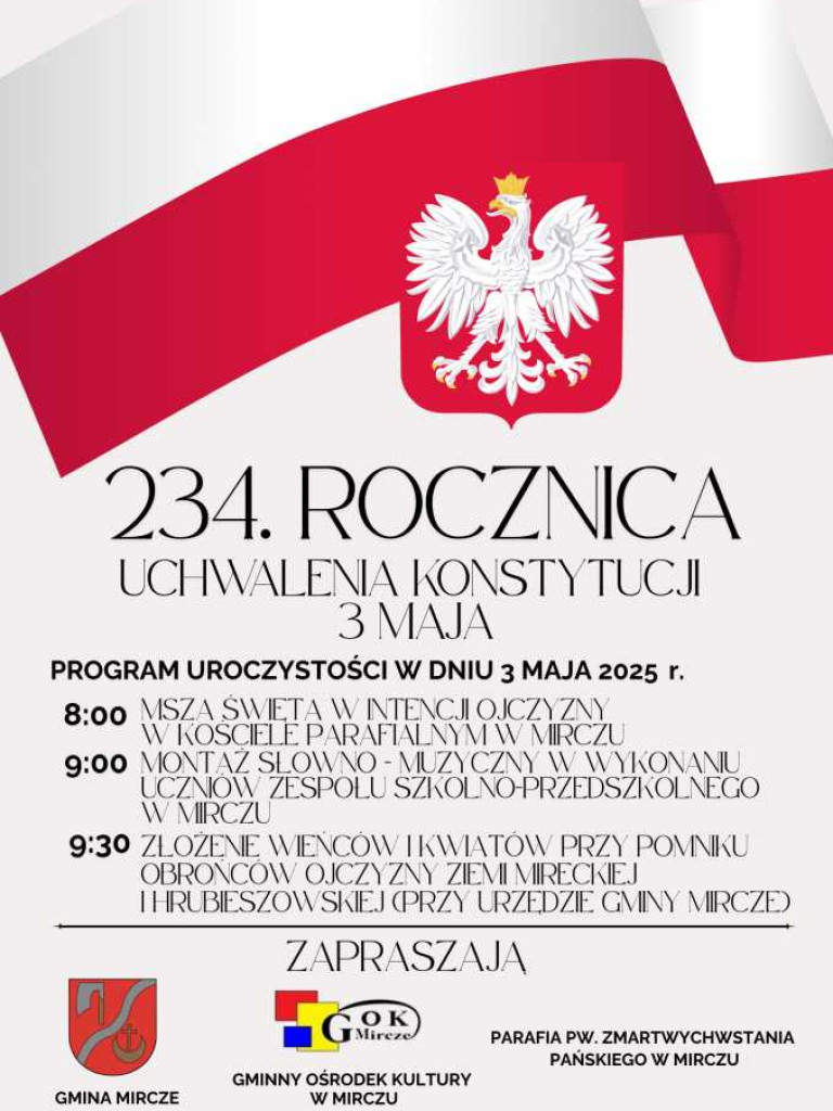 Będziemy świętować 3 Maja! Program obchodów w Hrubieszowie i gminach
