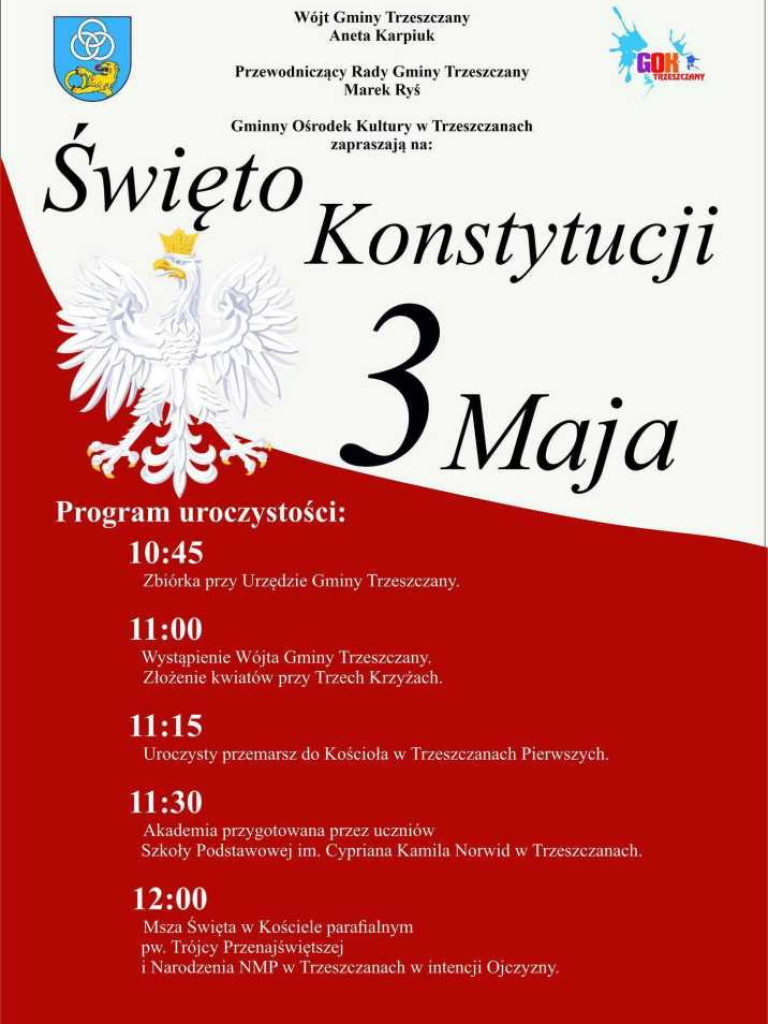 Będziemy świętować 3 Maja! Program obchodów w Hrubieszowie i gminach