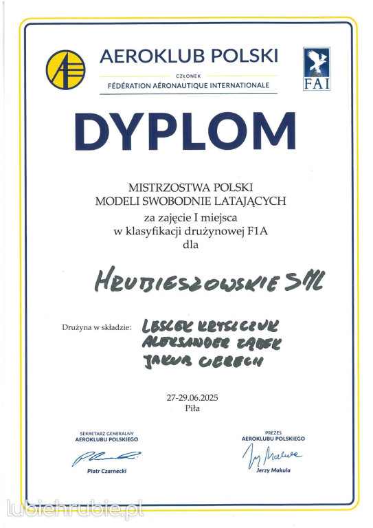 Hrubieszowscy Modelarze drużynowymi Mistrzami Polski