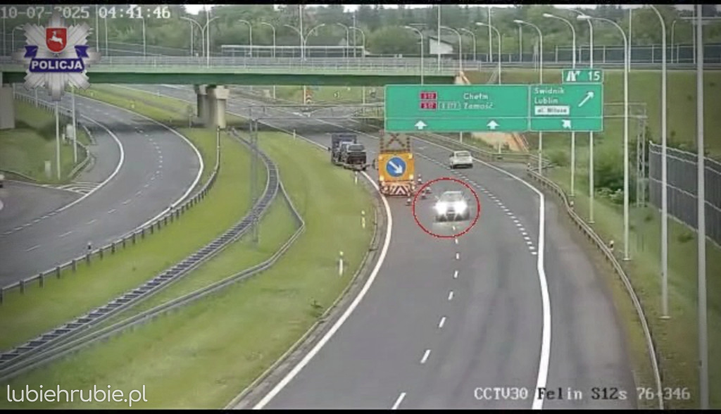 Jechał 20 km pod prąd drogą ekspresową