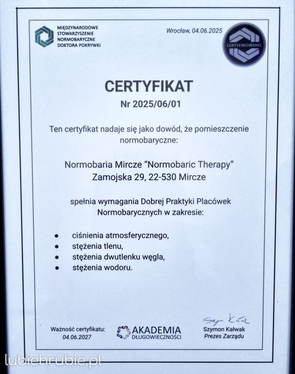Normobaric Therapy - Normobaria Mircze