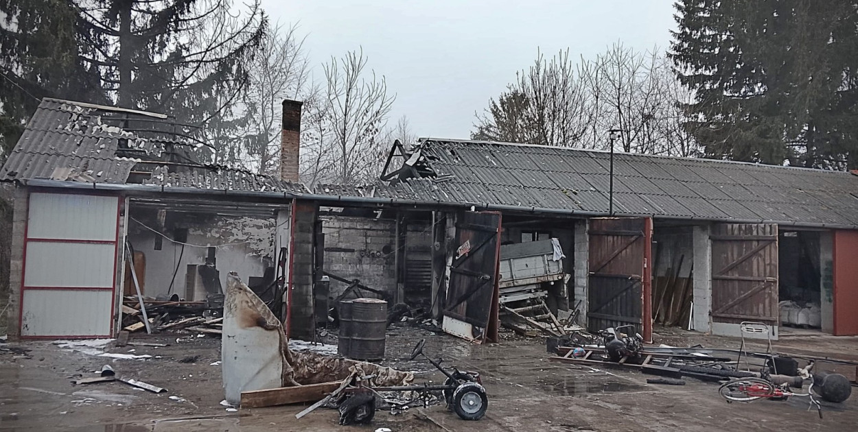 Pożar garażu w Drogojówce
