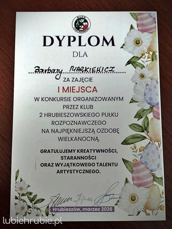 Sukces Barbary Markiewicz w konkursie wielkanocnym