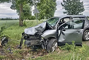 Zjechał z drogi i uderzył w drzewo