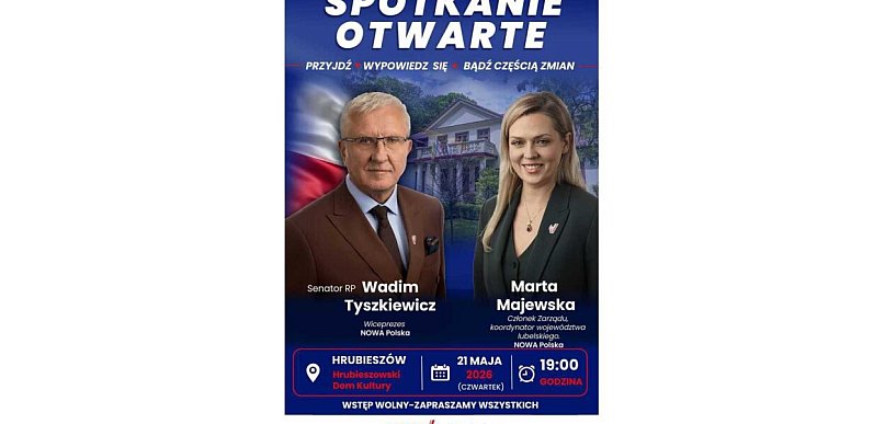 Zapraszamy na otwarte spotkanie Wadima Tyszkiewicza oraz Marty Majewskiej