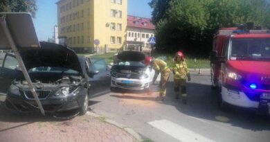 Hrubieszów: Zderzenie dwóch aut na skrzyżowaniu Narutowicza i Prusa [ZDJĘCIA]
